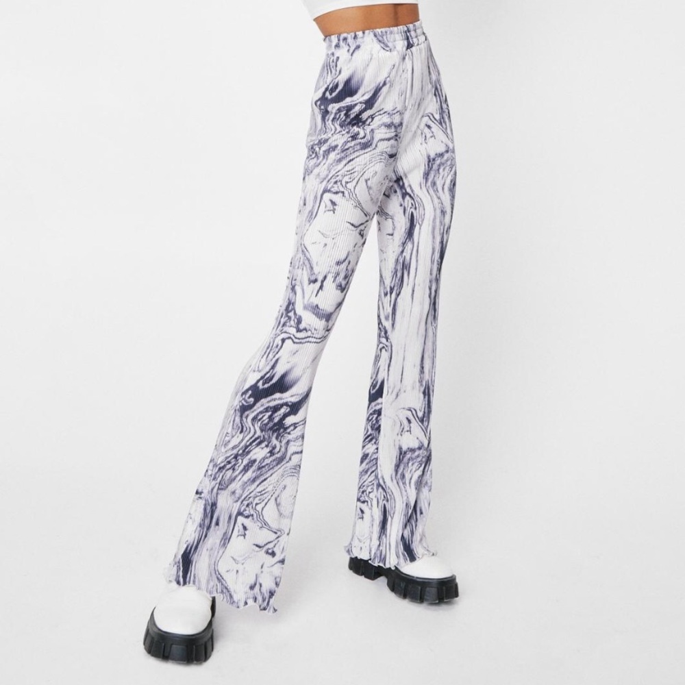 Nasty Gal Plisse High Waisted Flare Pants